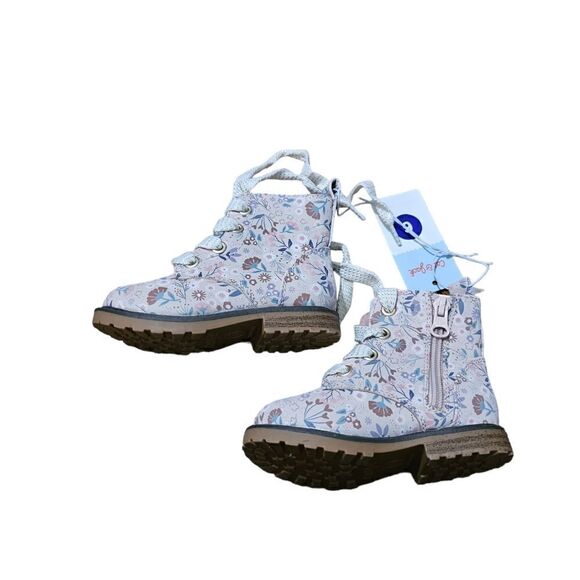 Kid's CAT & JACK Floral Lace Up Combat Boots Size 6 - Picture 2 of 7